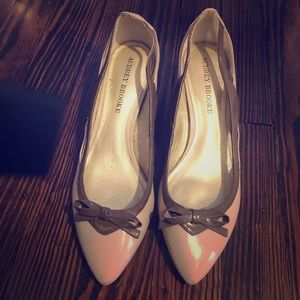 Cream and brown heels